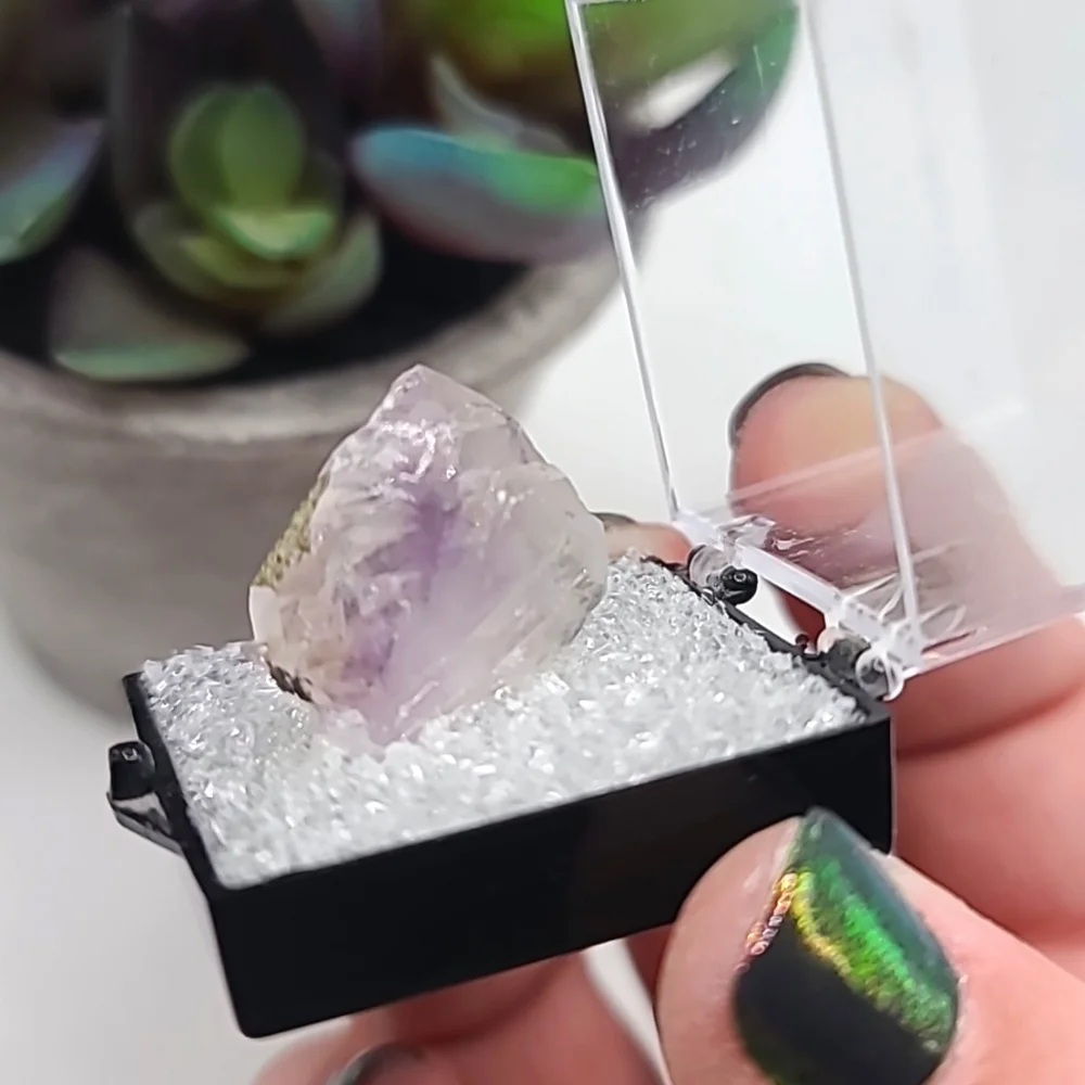 Old Stock Unique Phantom Amethyst & Micro Pyrite Thumbnail Mineral Specimen